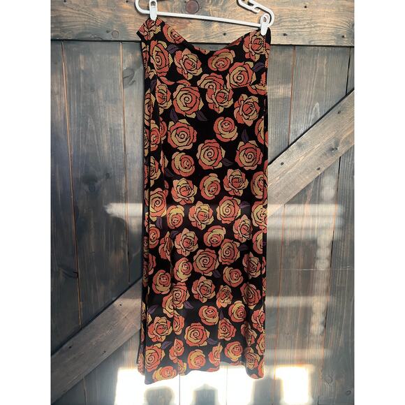 Lularoe Maxi Skirt Womens Extra Large Black Orange Floral Colorful Stretchy - Picture 7 of 7